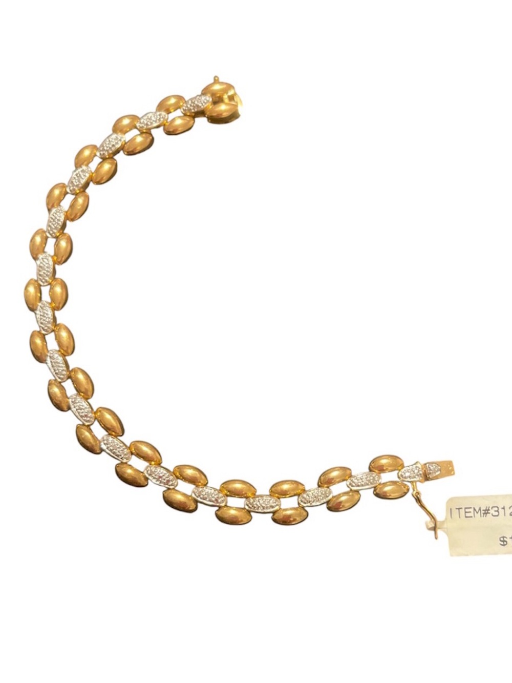 Ross-Simons vintage panther link diamond chip vermeil over 925 silver bracelet